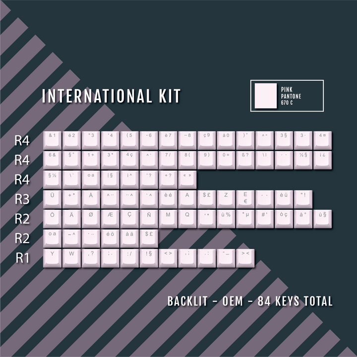 Light Pink Backlit International Keycap Kit - ABS - Multiple Languages - kromekeycaps