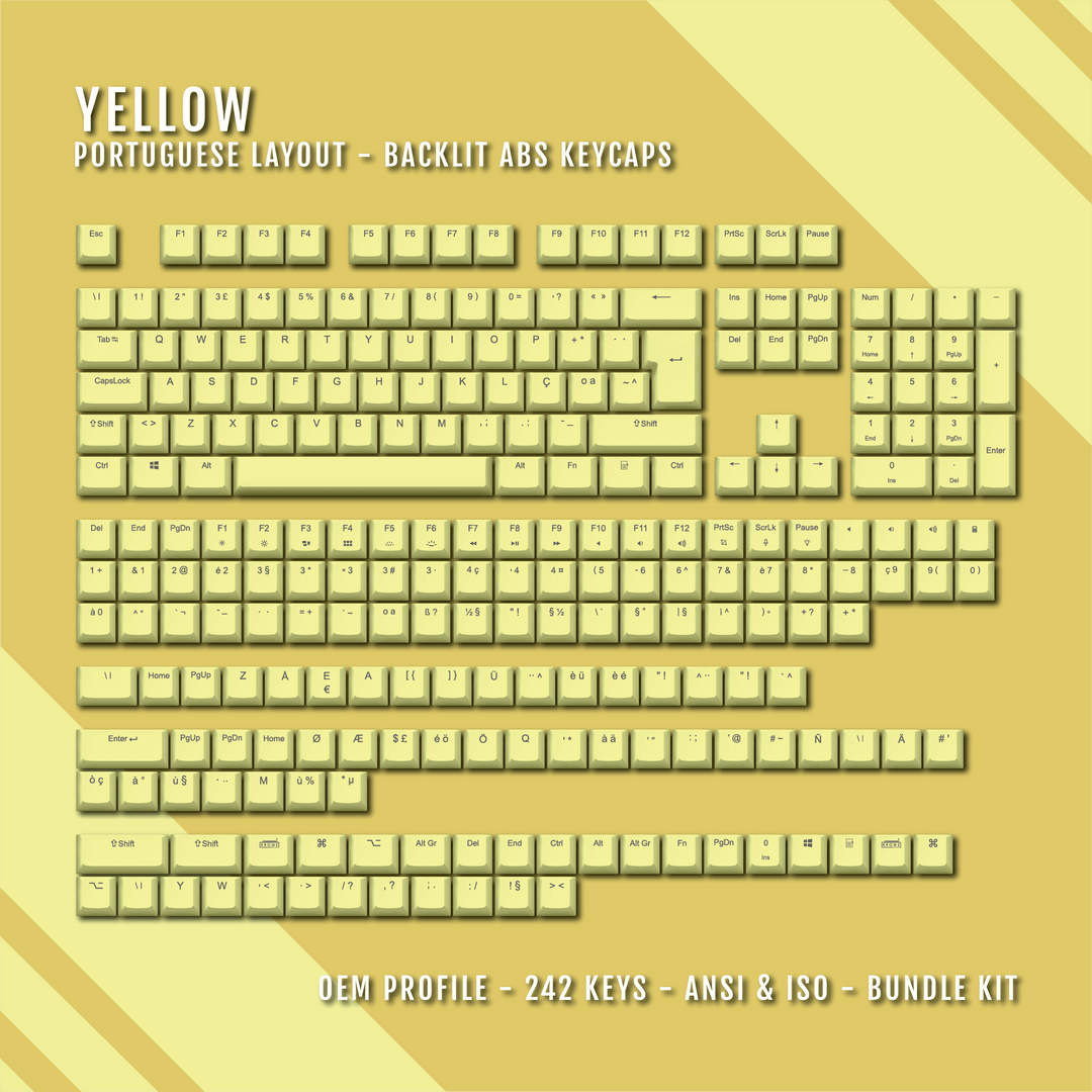 Yellow Portuguese Keycaps - ISO-PT - Windows & Mac - kromekeycaps