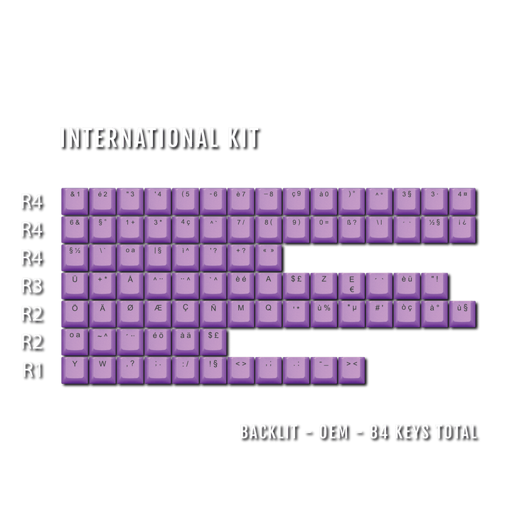 Purple Backlit International Keycap Kit - ABS - Multiple Languages