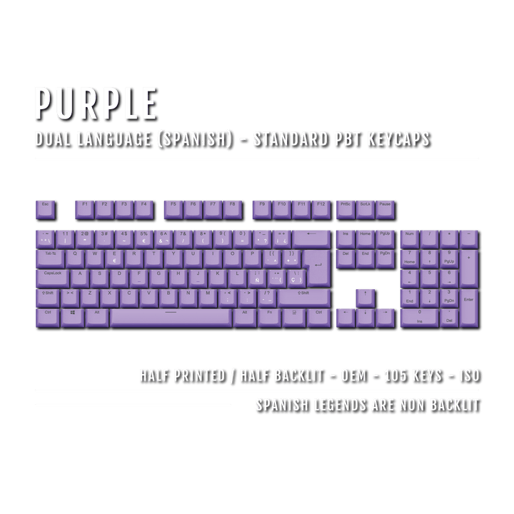 Purple Spanish (ISO-ES) Dual Language PBT Keycaps Krome Keycaps LTD spanish