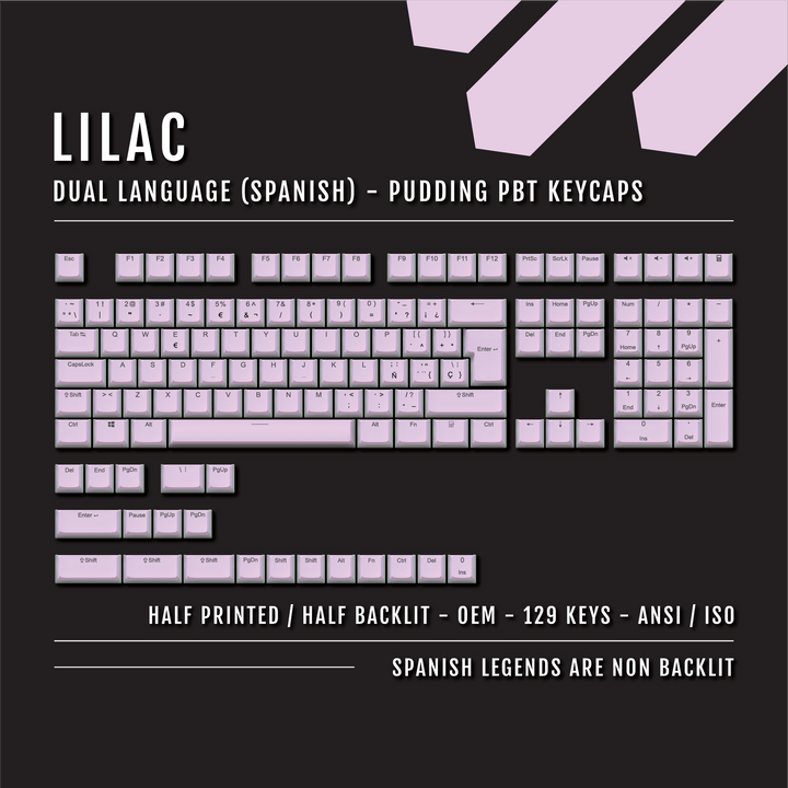 Lilac Spanish (ISO-ES) Dual Language PBT Pudding Keycaps