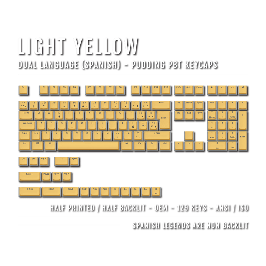 Light Yellow Spanish (ISO-ES) Dual Language PBT Pudding Keycaps