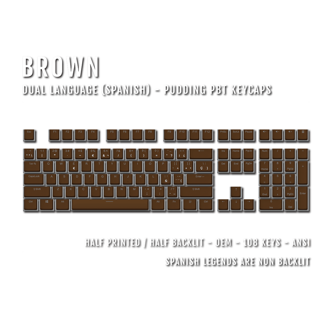 Brown Spanish Dual Language PBT Pudding Keycaps