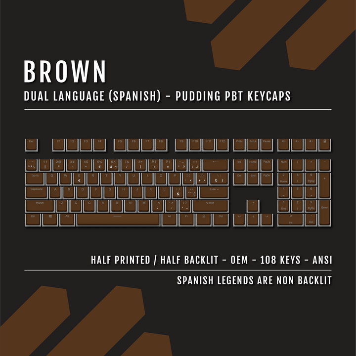 Brown Spanish Dual Language PBT Pudding Keycaps