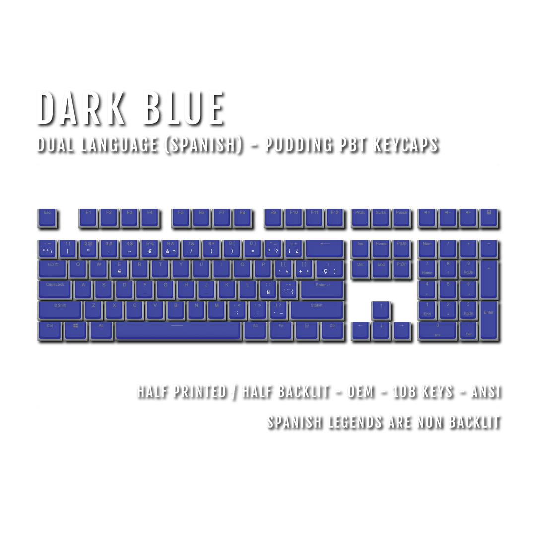 Dark Blue Spanish Dual Language PBT Pudding Keycaps Krome Keycaps LTD spanish