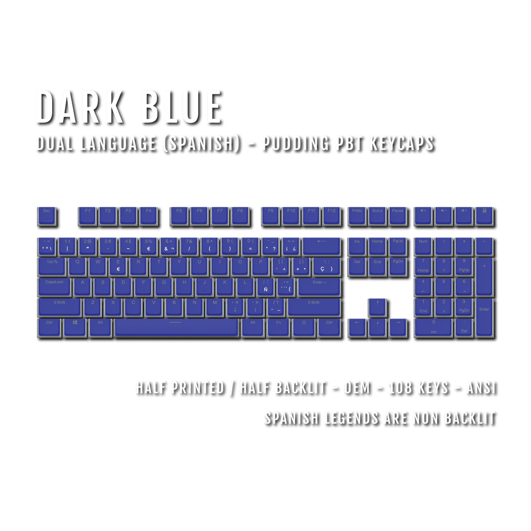 Dark Blue Spanish Dual Language PBT Pudding Keycaps