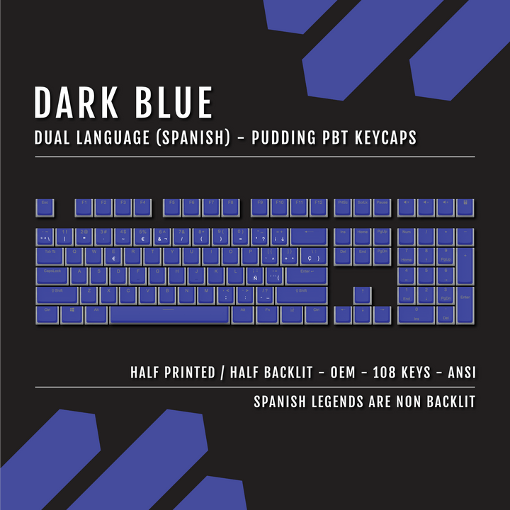 Dark Blue Spanish Dual Language PBT Pudding Keycaps