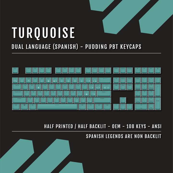 Turquoise Spanish Dual Language PBT Pudding Keycaps Krome Keycaps LTD spanish