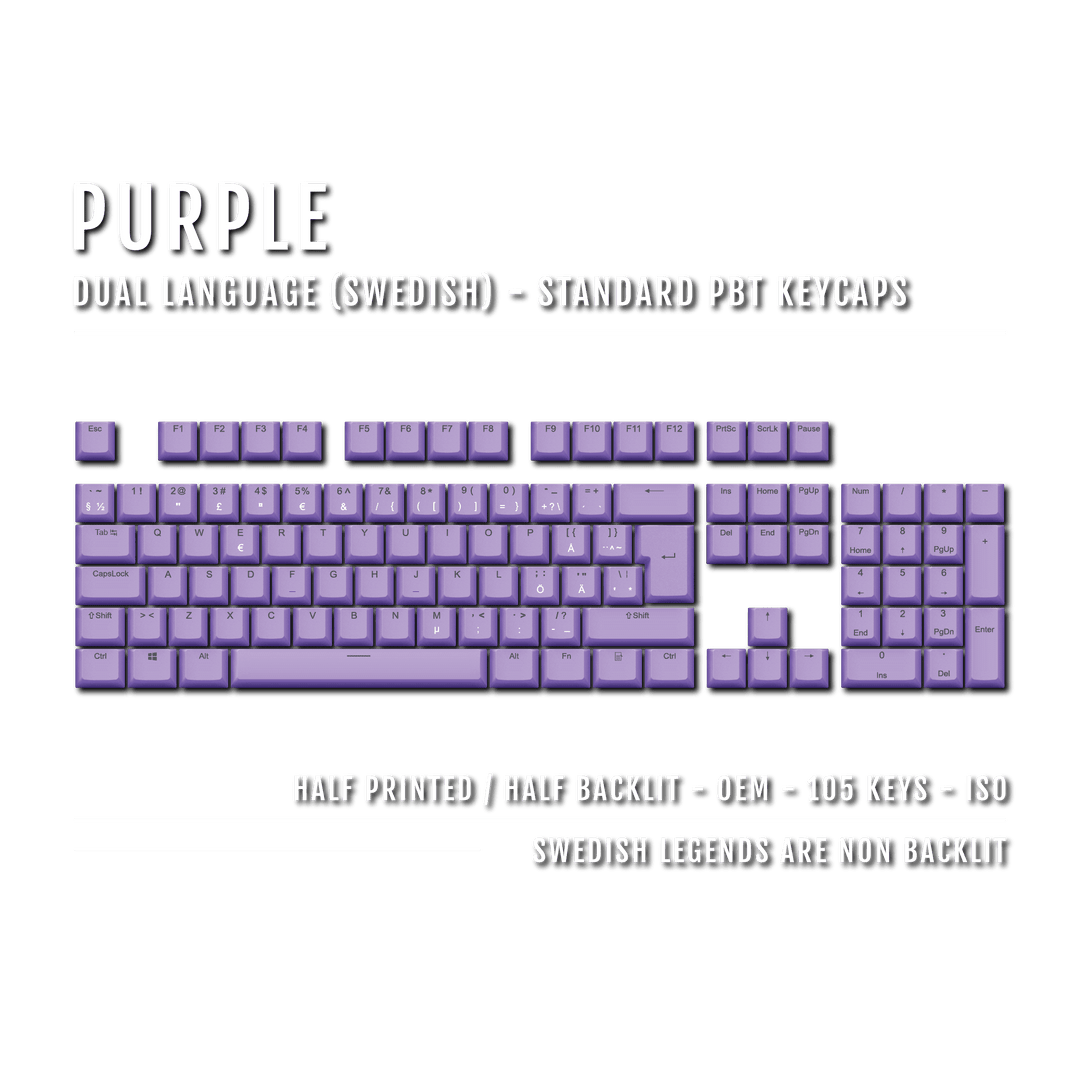 Purple Swedish (ISO-SE) Dual Language PBT Keycaps Krome Keycaps LTD swedish