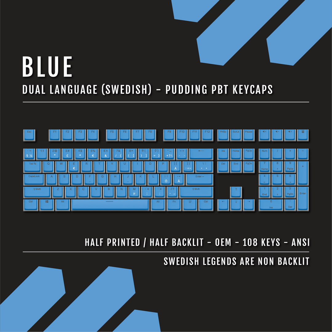 Blue Swedish Dual Language PBT Pudding Keycaps