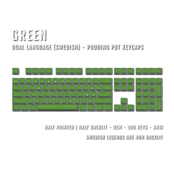 Green Swedish Dual Language PBT Pudding Keycaps