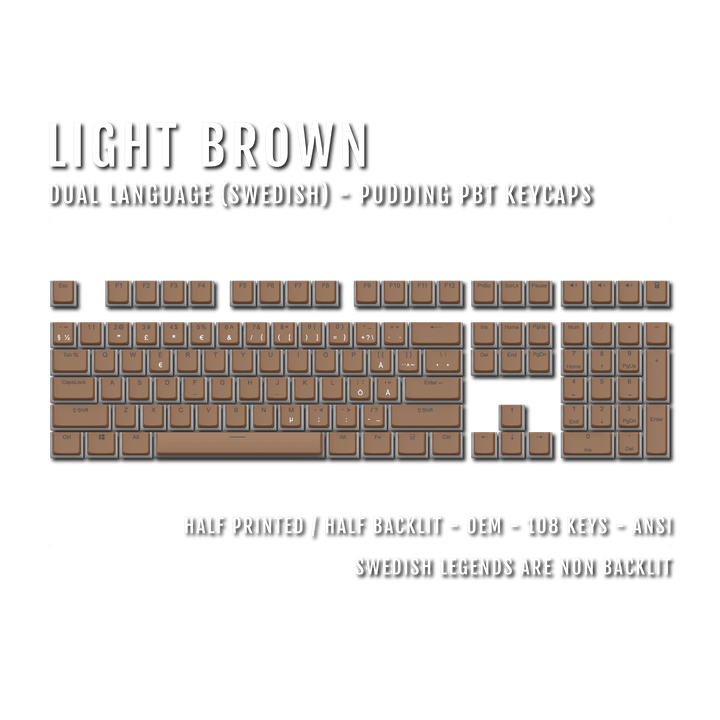 Light Brown Swedish Dual Language PBT Pudding Keycaps