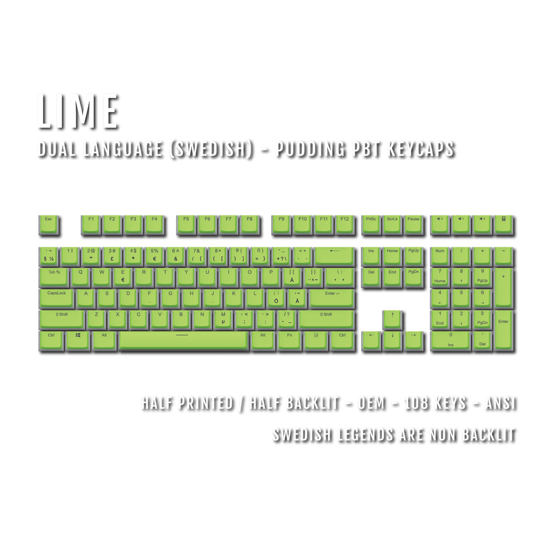 Lime Swedish Dual Language PBT Pudding Keycaps Krome Keycaps LTD swedish