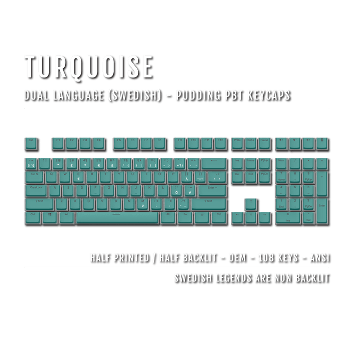 Turquoise Swedish Dual Language PBT Pudding Keycaps