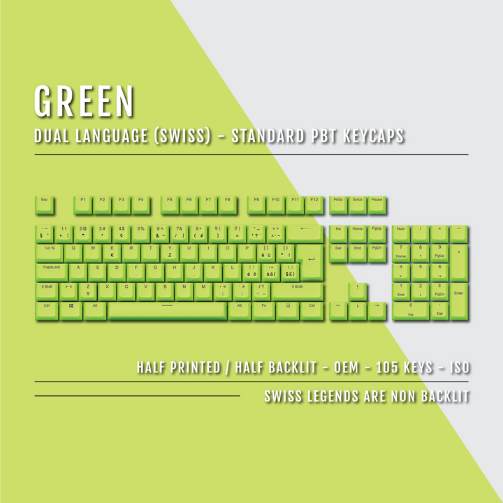 Green Swiss (ISO-CH) Dual Language PBT Keycaps Krome Keycaps LTD swiss