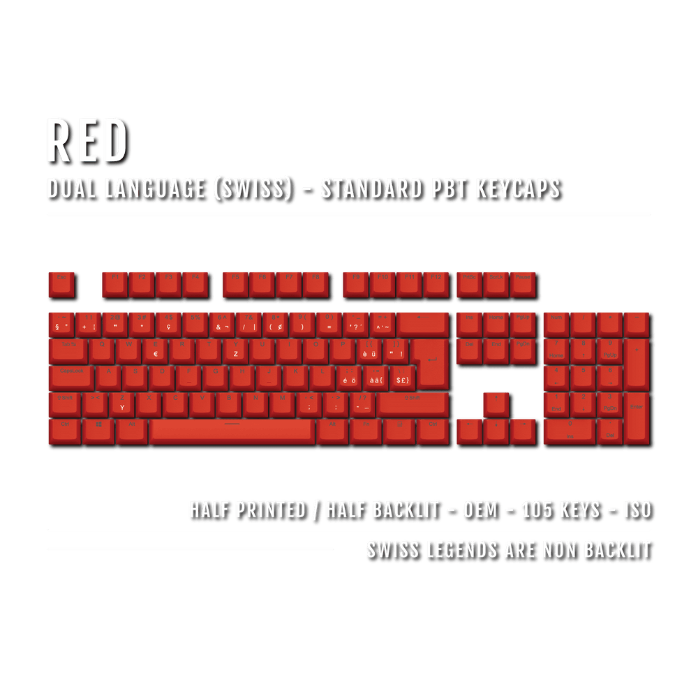 Red Swiss (ISO-CH) Dual Language PBT Keycaps Krome Keycaps LTD swiss