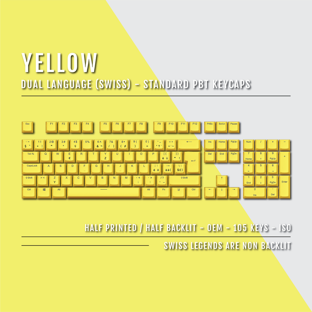 Yellow Swiss (ISO-CH) Dual Language PBT Keycaps Krome Keycaps LTD swiss
