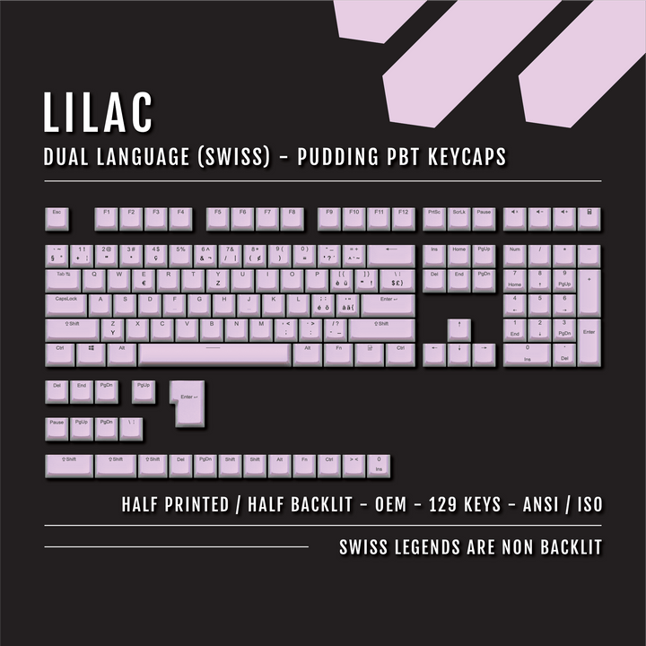 Lilac Swiss (ISO-CH) Dual Language PBT Pudding Keycaps Krome Keycaps LTD swiss
