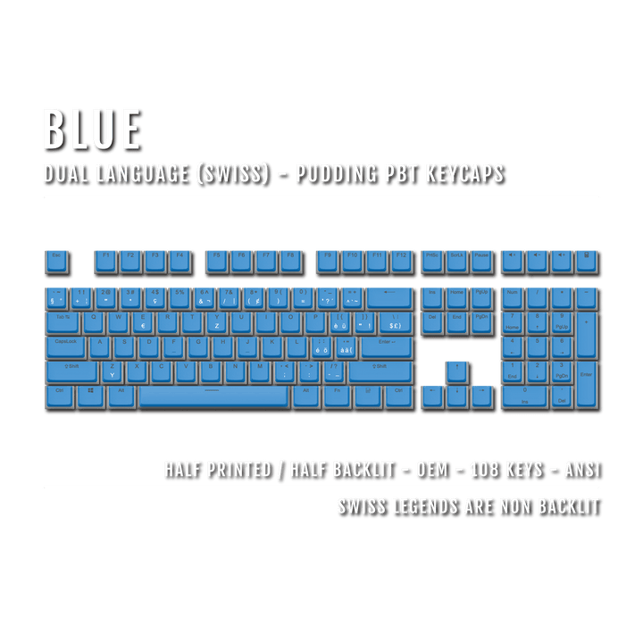 Blue Swiss Dual Language PBT Pudding Keycaps