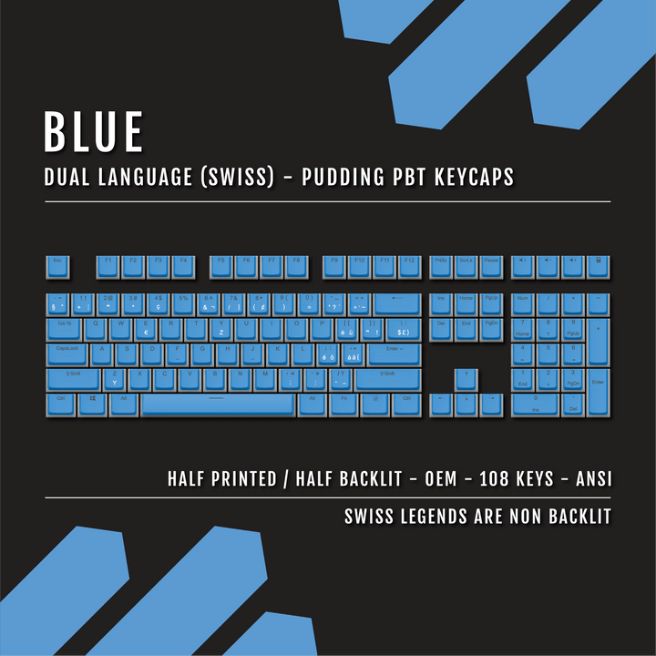 Blue Swiss Dual Language PBT Pudding Keycaps