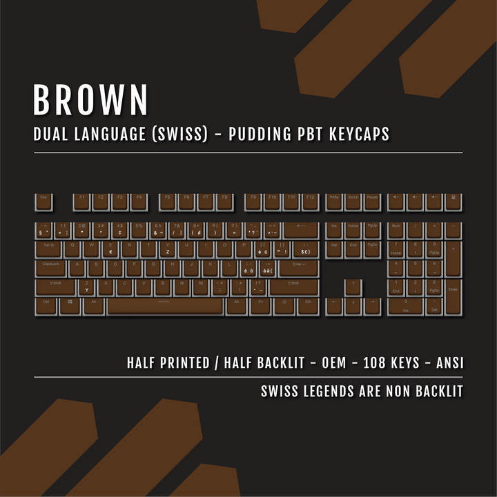 Brown Swiss Dual Language PBT Pudding Keycaps Krome Keycaps LTD swiss