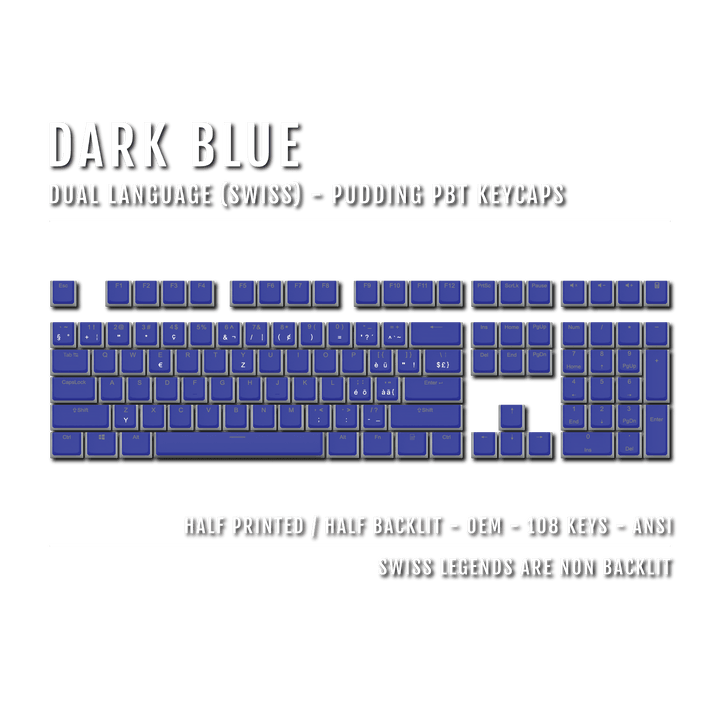 Dark Blue Swiss Dual Language PBT Pudding Keycaps Krome Keycaps LTD swiss