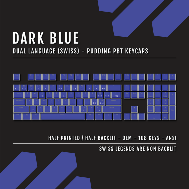 Dark Blue Swiss Dual Language PBT Pudding Keycaps Krome Keycaps LTD swiss