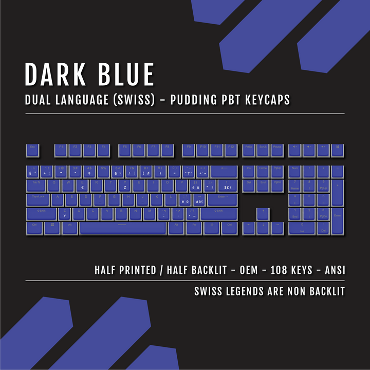 Dark Blue Swiss Dual Language PBT Pudding Keycaps