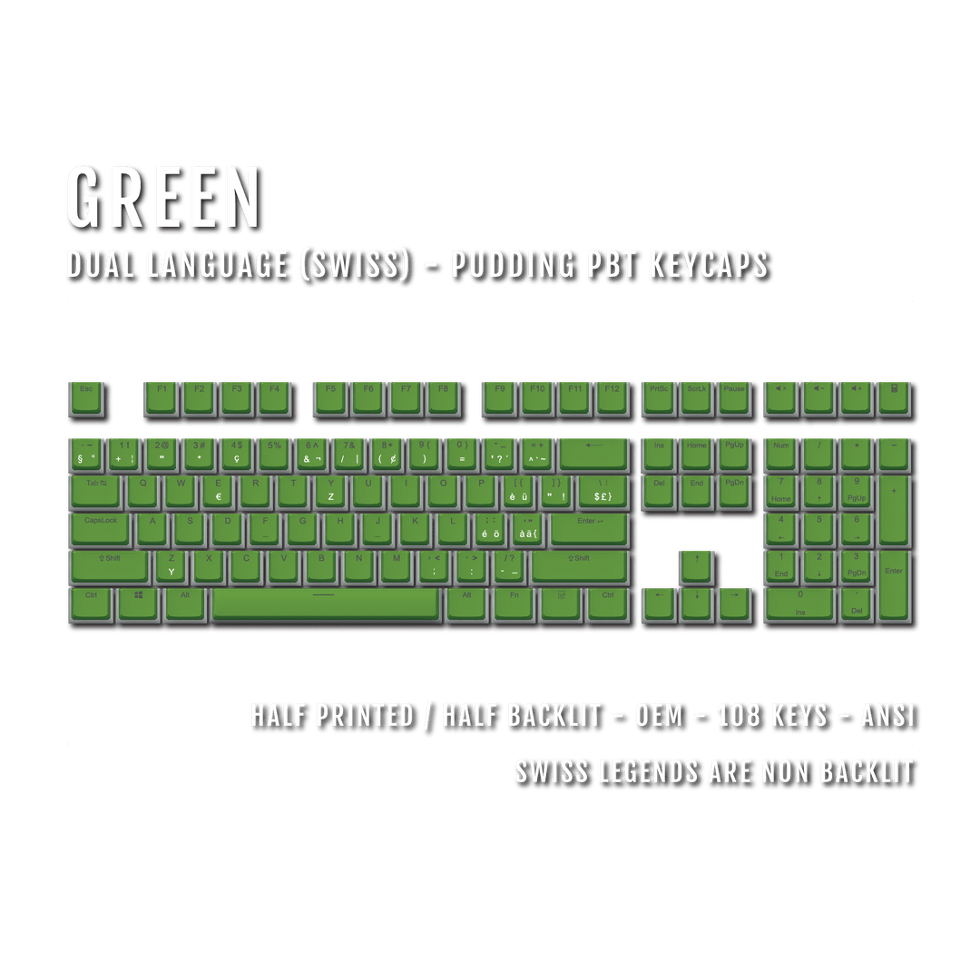 Green Swiss Dual Language PBT Pudding Keycaps