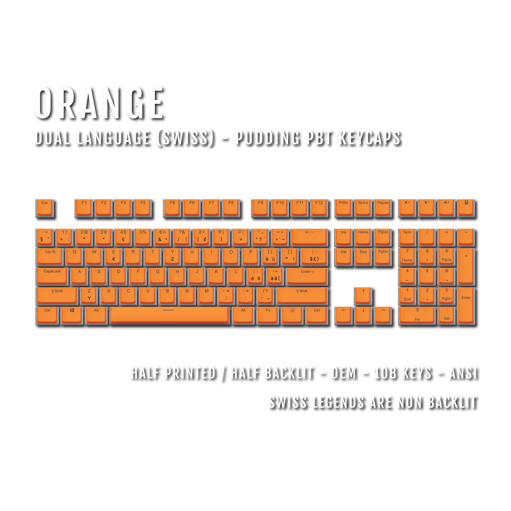 Orange Swiss Dual Language PBT Pudding Keycaps Krome Keycaps LTD swiss