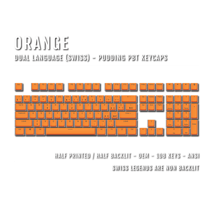Orange Swiss Dual Language PBT Pudding Keycaps