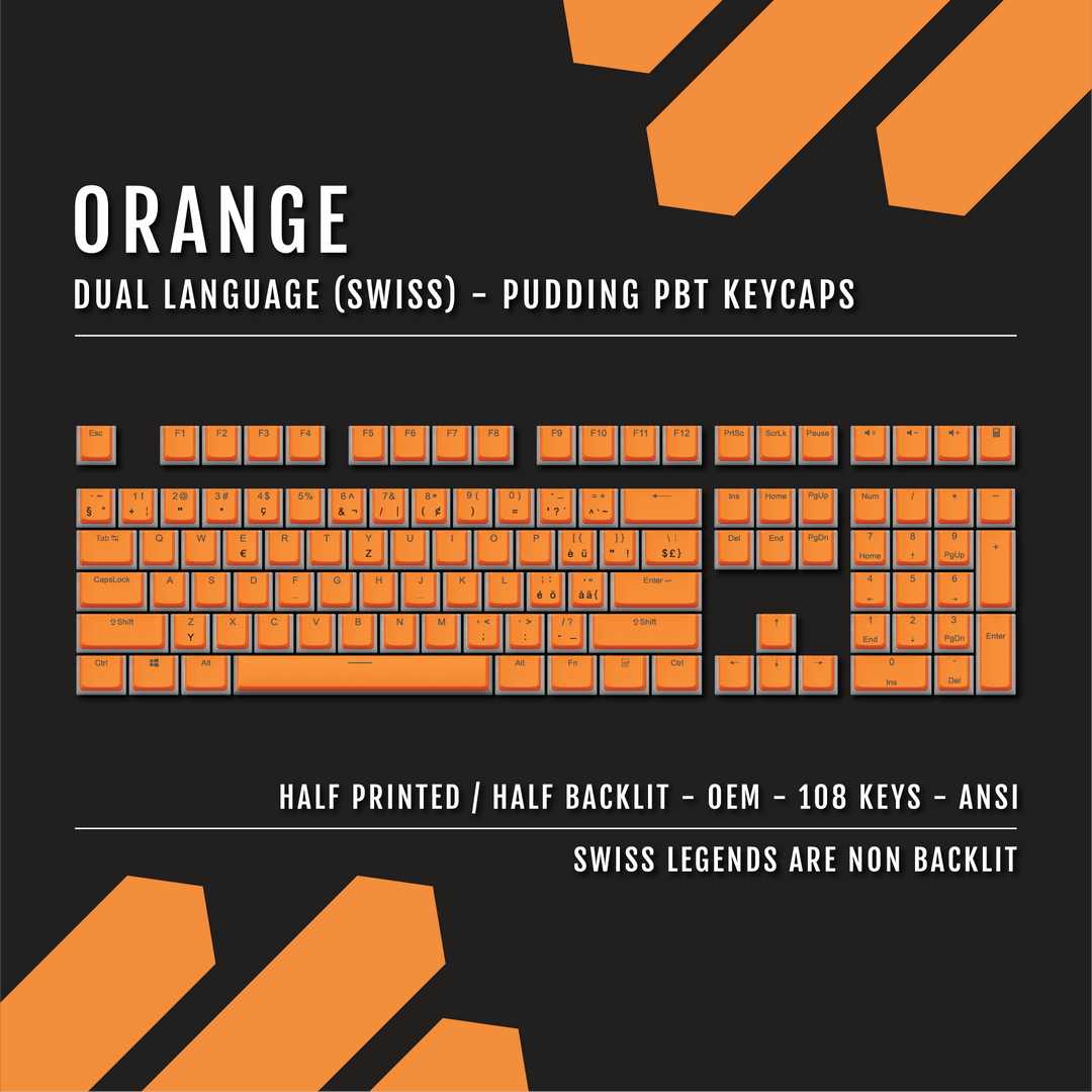 Orange Swiss Dual Language PBT Pudding Keycaps Krome Keycaps LTD swiss
