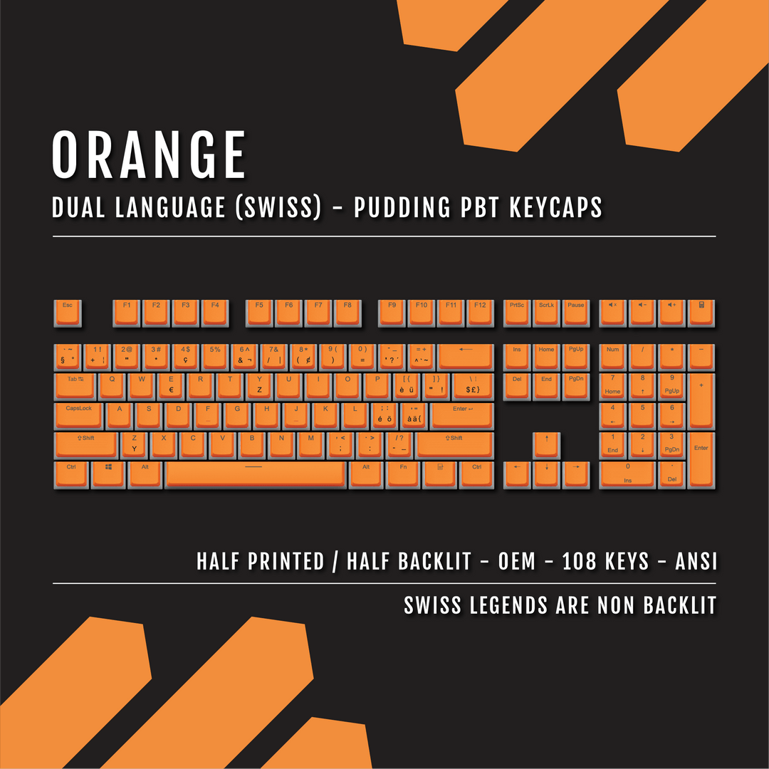 Orange Swiss Dual Language PBT Pudding Keycaps