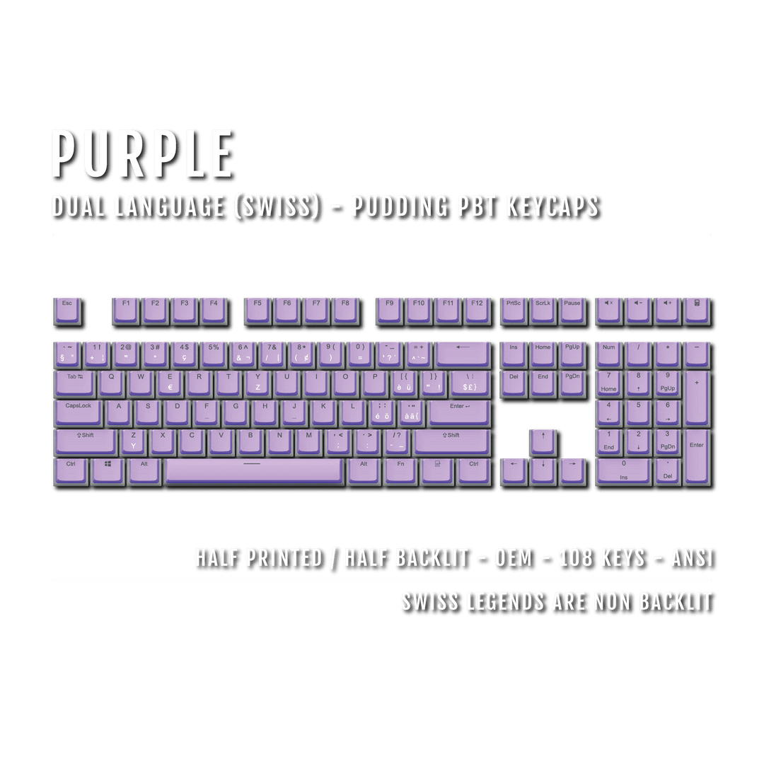 Purple Swiss Dual Language PBT Pudding Keycaps Krome Keycaps LTD swiss