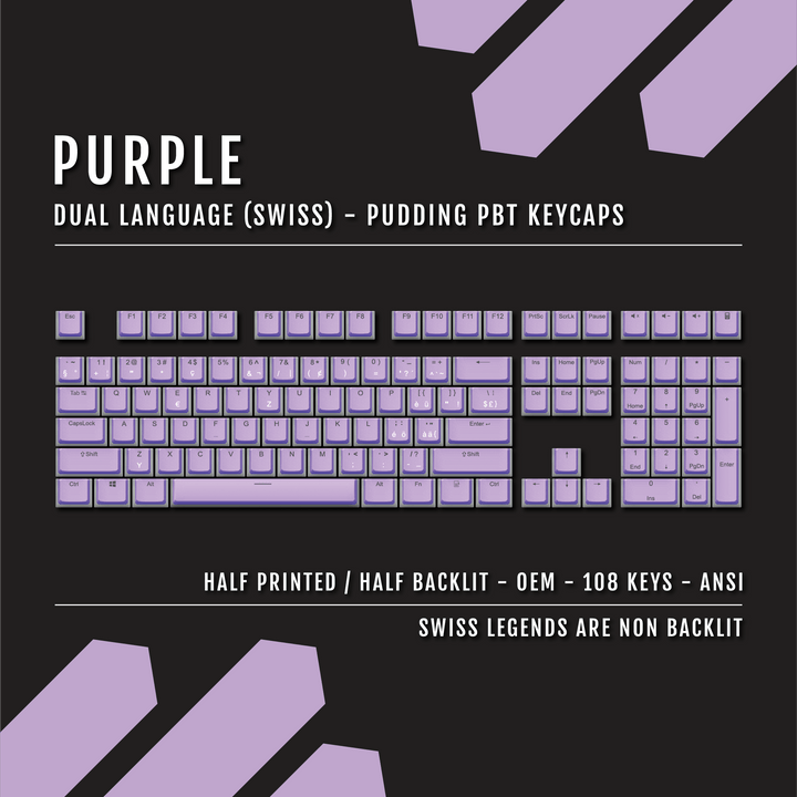 Purple Swiss Dual Language PBT Pudding Keycaps Krome Keycaps LTD swiss