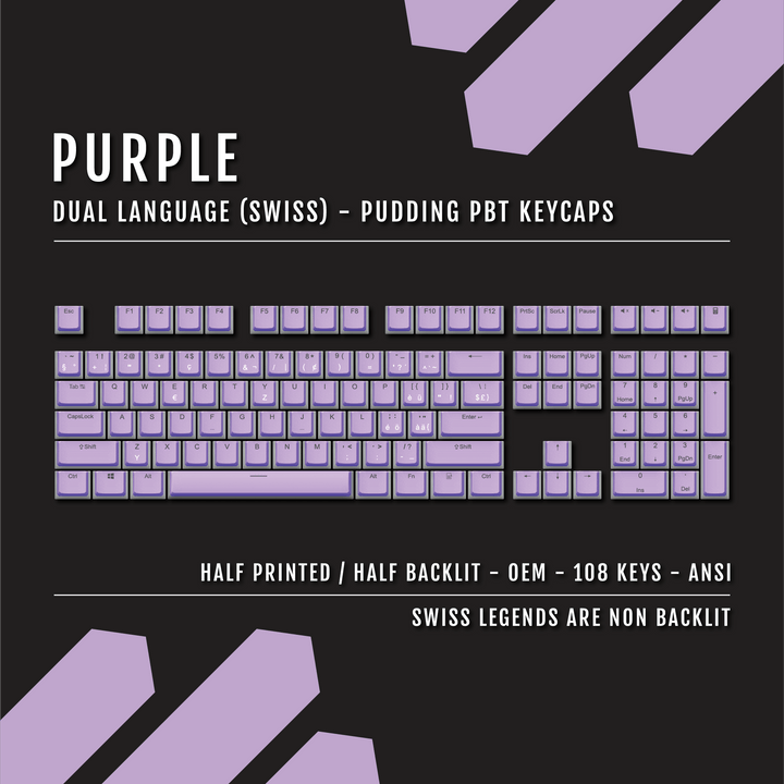 Purple Swiss Dual Language PBT Pudding Keycaps