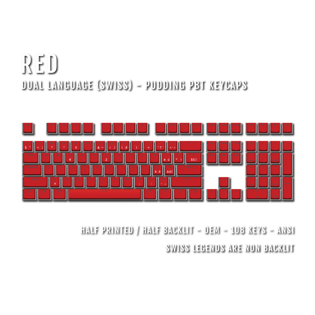 Red Swiss Dual Language PBT Pudding Keycaps