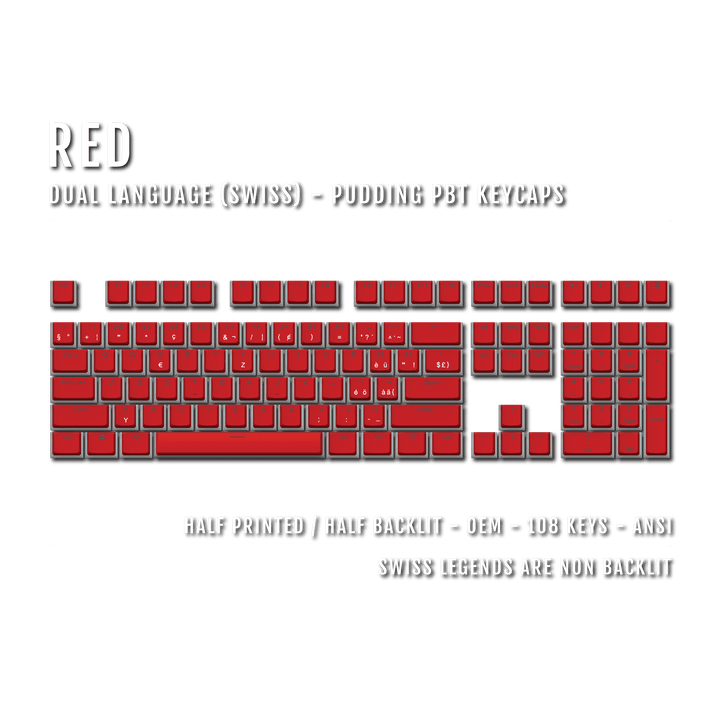 Red Swiss Dual Language PBT Pudding Keycaps Krome Keycaps LTD swiss