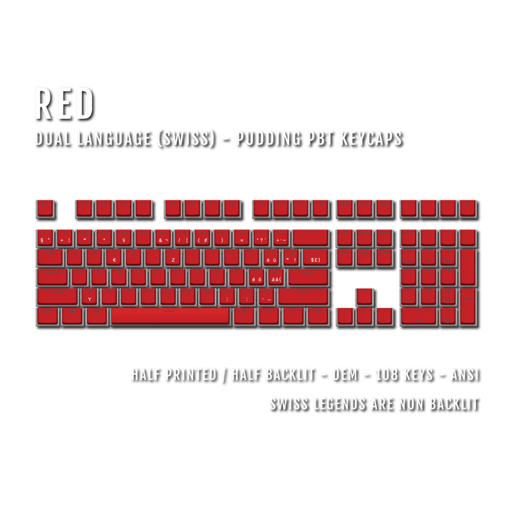 Red Swiss Dual Language PBT Pudding Keycaps