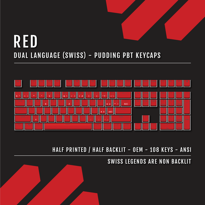 Red Swiss Dual Language PBT Pudding Keycaps