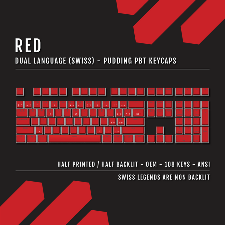 Red Swiss Dual Language PBT Pudding Keycaps Krome Keycaps LTD swiss