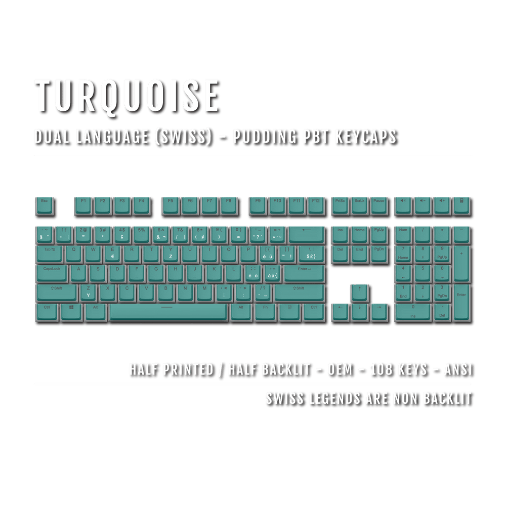 Turquoise Swiss Dual Language PBT Pudding Keycaps Krome Keycaps LTD swiss
