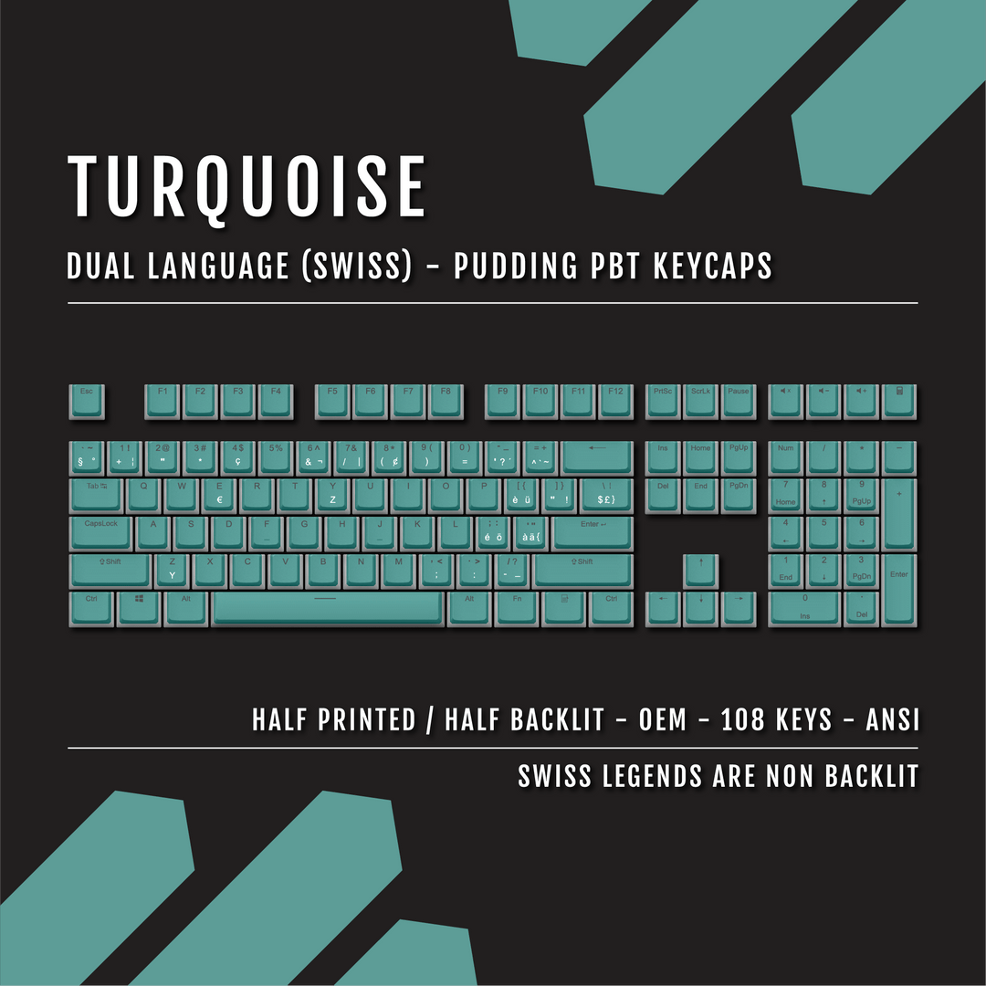 Turquoise Swiss Dual Language PBT Pudding Keycaps Krome Keycaps LTD swiss