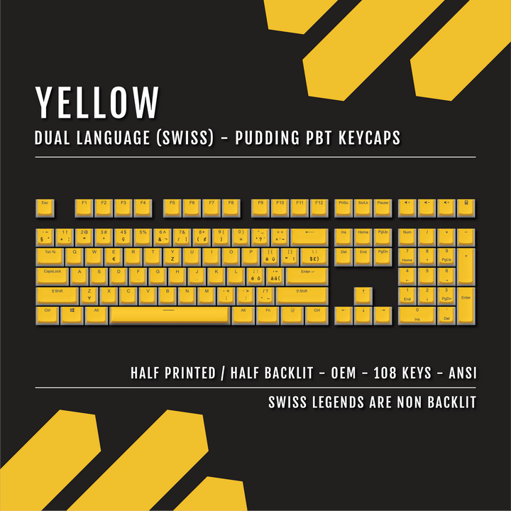 Yellow Swiss Dual Language PBT Pudding Keycaps Krome Keycaps LTD swiss