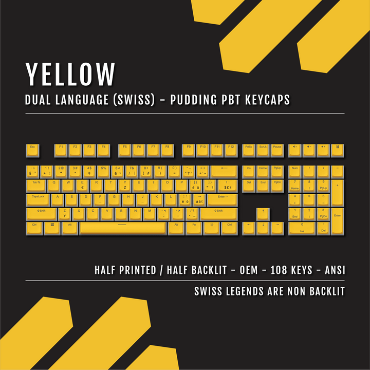 Yellow Swiss Dual Language PBT Pudding Keycaps