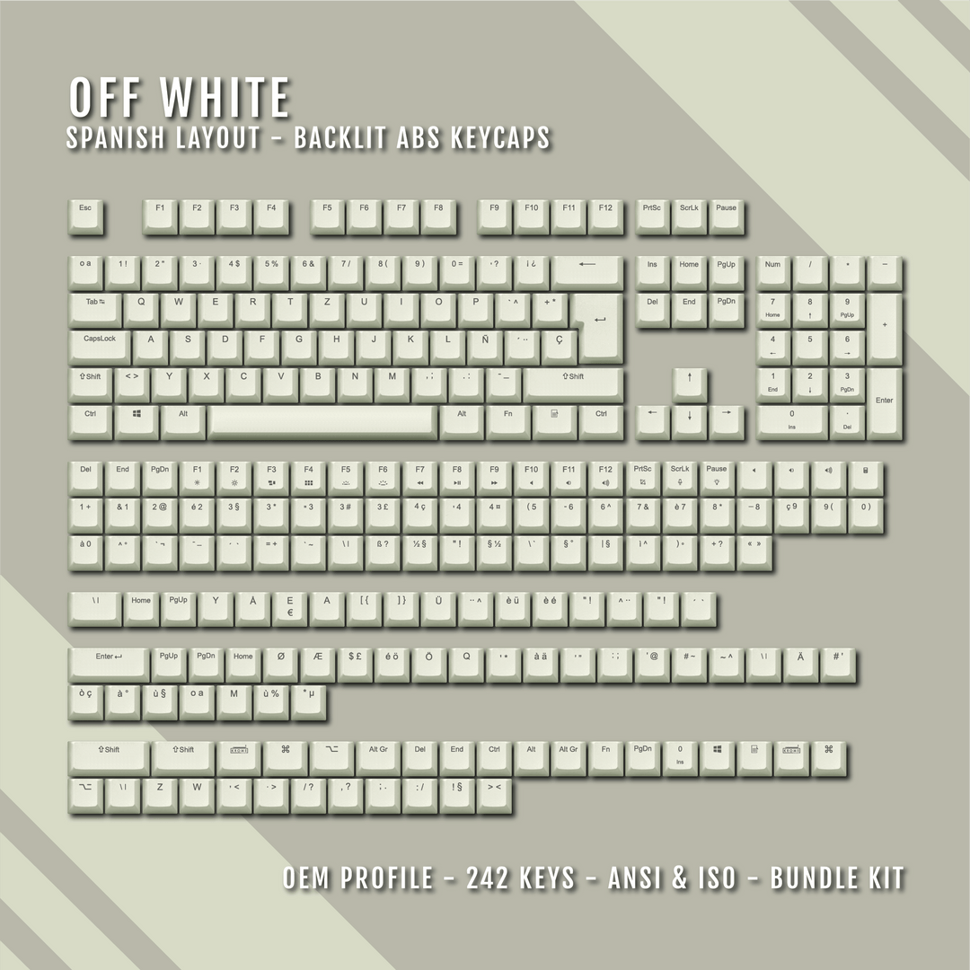 Off White Backlit Spanish Keycaps - ISO-ES - Windows & Mac - kromekeycaps