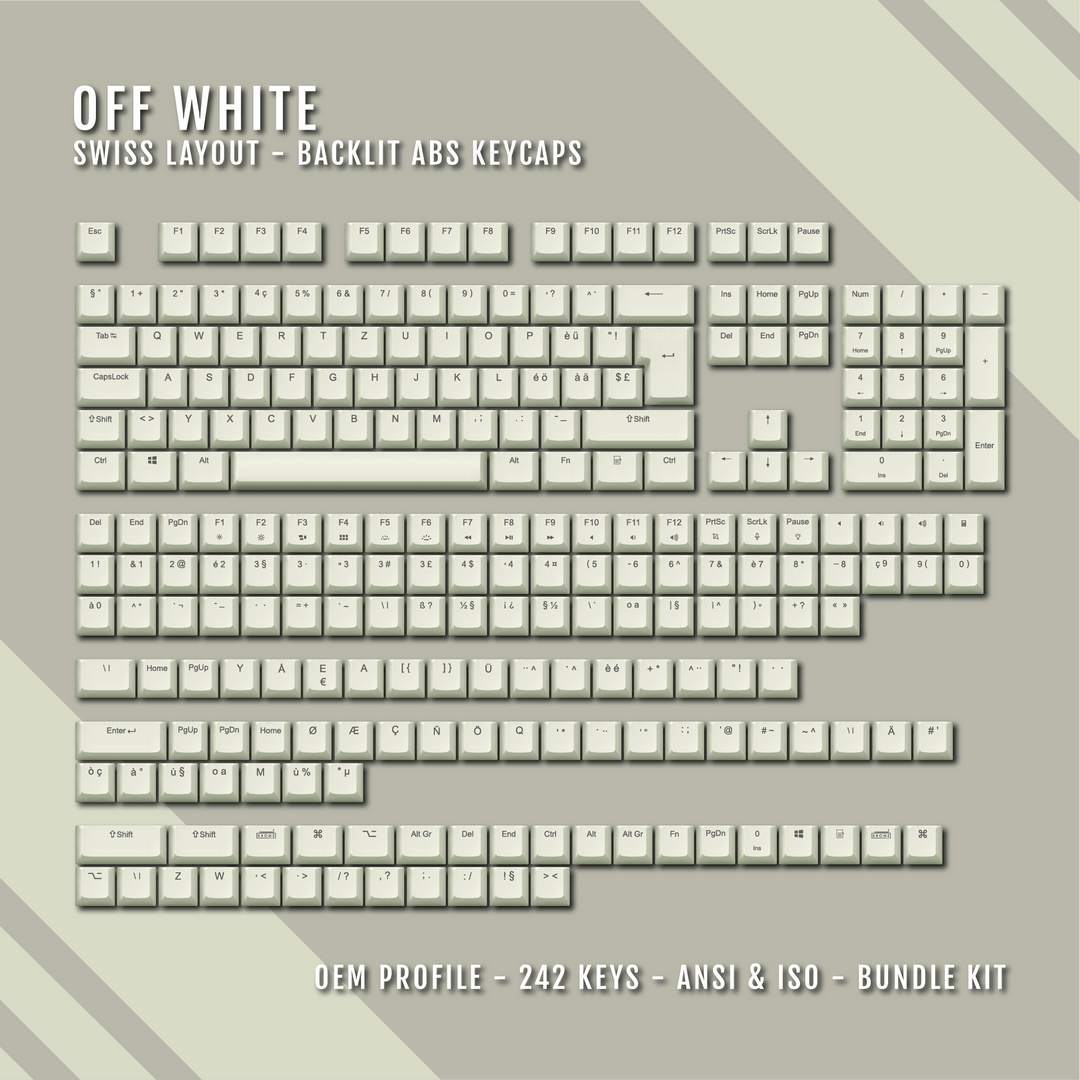 Off White Backlit Swiss Keycaps - ISO-CH - Windows & Mac - kromekeycaps