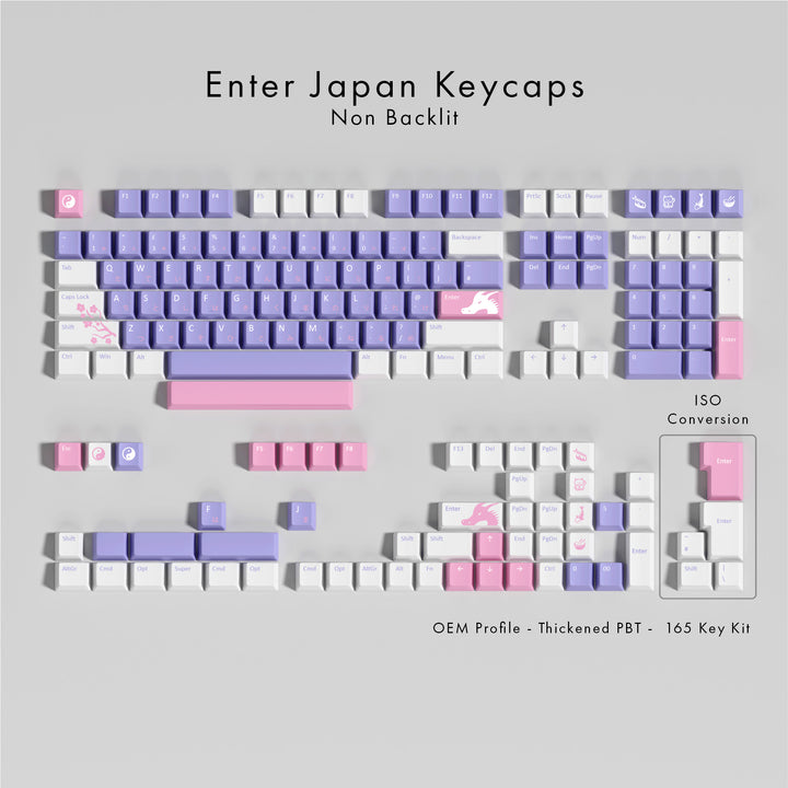 Set of Enter Japan Keycaps on a gray background