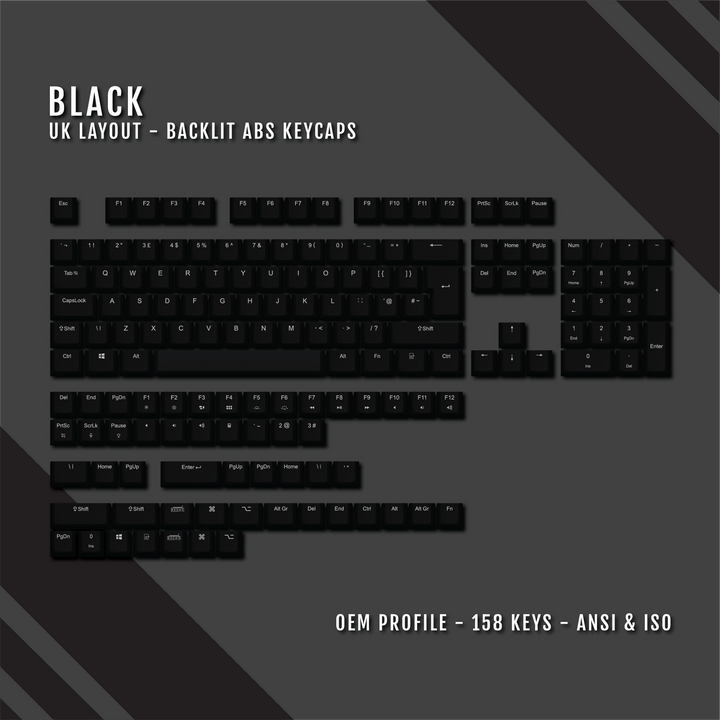 Black UK & US Windows/Mac Backlit ABS Keycaps Krome Keycaps LTD mac & multimedia, Single Colour, UK
