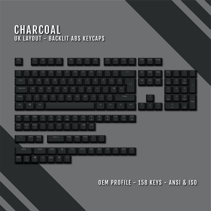 Charcoal UK & US Windows/Mac Backlit ABS Keycaps Krome Keycaps LTD mac & multimedia, Single Colour, UK